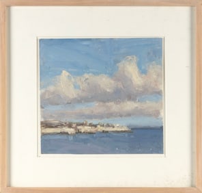 AMERICAN SCHOOL (20th Century,), "Lincolnville Bay", Maine., Oil on board, 9" x 9.5". Framed 15" x