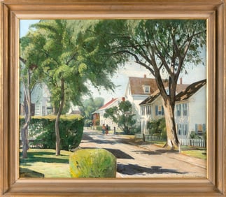 J. BRADFORD (JESSE) HAGUE (Massachusetts, 1903-1994), Main Street, Rockport, Massachusetts., Oil on