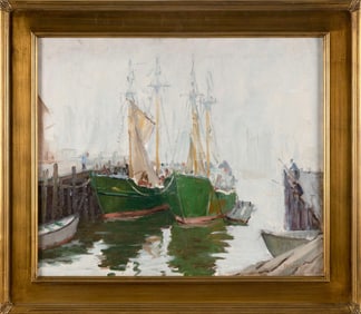 PAUL BEADEN HUDDER (Nevada/Massachusetts, 1897-1991), “Foggy Harbor, Gloucester Mass.”.,