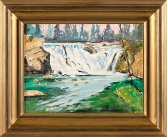 PAUL BEADEN HUDDER (Nevada/Massachusetts, 1897-1991), “Waterfall, Nevada”., Oil on