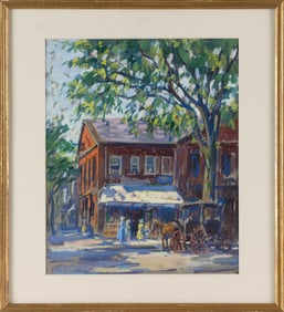 ELIZABETH RUPP WITHINGTON (Massachusetts, 1880-1962), "Old Dock Square, Rockport, Mass."., Gouache