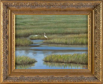 YASEMIN KYRENA TOMAKAN (Connecticut/Massachusetts/Turkey, 1958-), “Great White Egret, Marshes