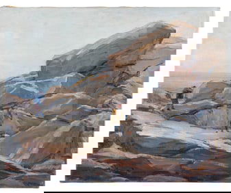 GEORGE A. RENOUARD (New York, 1885-1954), "On the Rocks"., Oil on canvas, 18" x 22". Unframed.