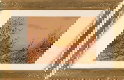 ATTRIBUTED TO WILLIAM FREDERICK PASKELL (Massachusetts, 1866-1951), Sunset landscape with