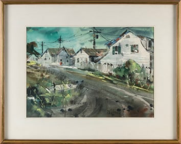 EDGAR ALBERT WHITNEY (New York, 1891-1987), Seaside cottages., Watercolor on paper, 14” x