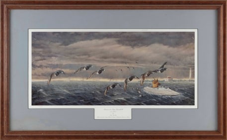 VITO DEVITO (New York/Maine, 20th/21st Century), "Shinnecock Bay Broadbill"., Color lithograph,