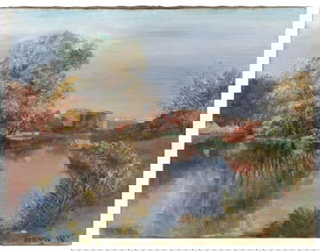 AMERICAN SCHOOL (Early 20th Century,), "Fenway 1912"., Oil on canvas, 18" x 24". Unframed.