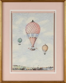 MARTHA FARHAM CAHOON (Massachusetts, 1905-1999), "Sky High in 1800"., Crayon and pencil on paper,