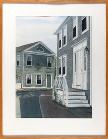 GREGORY DUNHAM (Massachusetts/Maine, 1946-), Houses at an intersection, probably Nantucket.,
