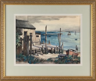 JOHN CUTHBERT HARE (Massachusetts/Florida, 1908-1978), Fishing shack on Provincetown Harbor.,
