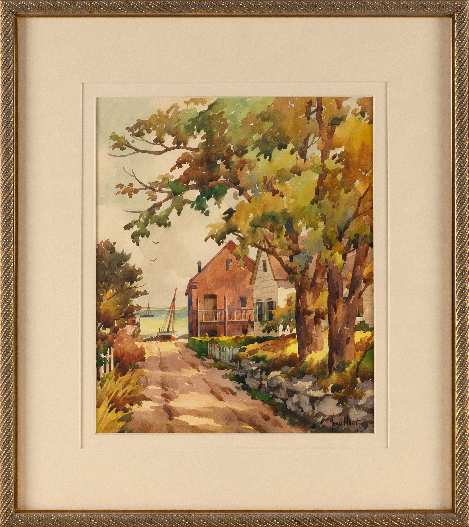 JOHN CUTHBERT HARE (Massachusetts/Florida, 1908-1978), "Tree Patterns"., Watercolor on paper, 11" x: JOHN CUTHBERT HAREMassachusetts/Florida, 1908-1978"Tree Patterns". Signed lower right "John Hare". Titled on label verso for Associated American Artists, Fifth Avenue, New York.Wat