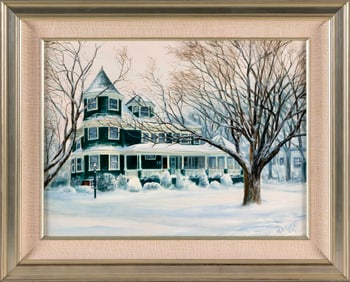 WILLIAM HUGH LUTZ (Massachusetts, 20th Century), "Fresh Augustus Snow"., Oil on canvas, 12" x 16".