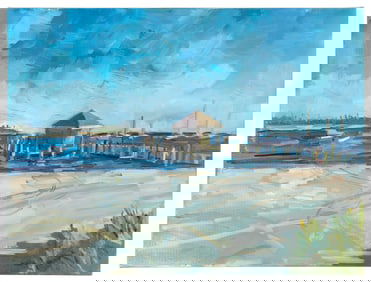 JOHN O'SHAUGHNESSY (Maine, Contemporary), "Cape Cod Beach View"., Oil on canvas, 18" x 24".
