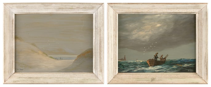 VAL MCGANN (Maine/Florida/Ireland, 1928-2016), Two marine-related works:, Oils on board, 9" x 12".