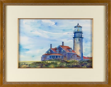 THOMAS REBEK (Massachusetts/Wisconsin, 1942-), Highland Light, Truro, Massachusetts., Watercolor on