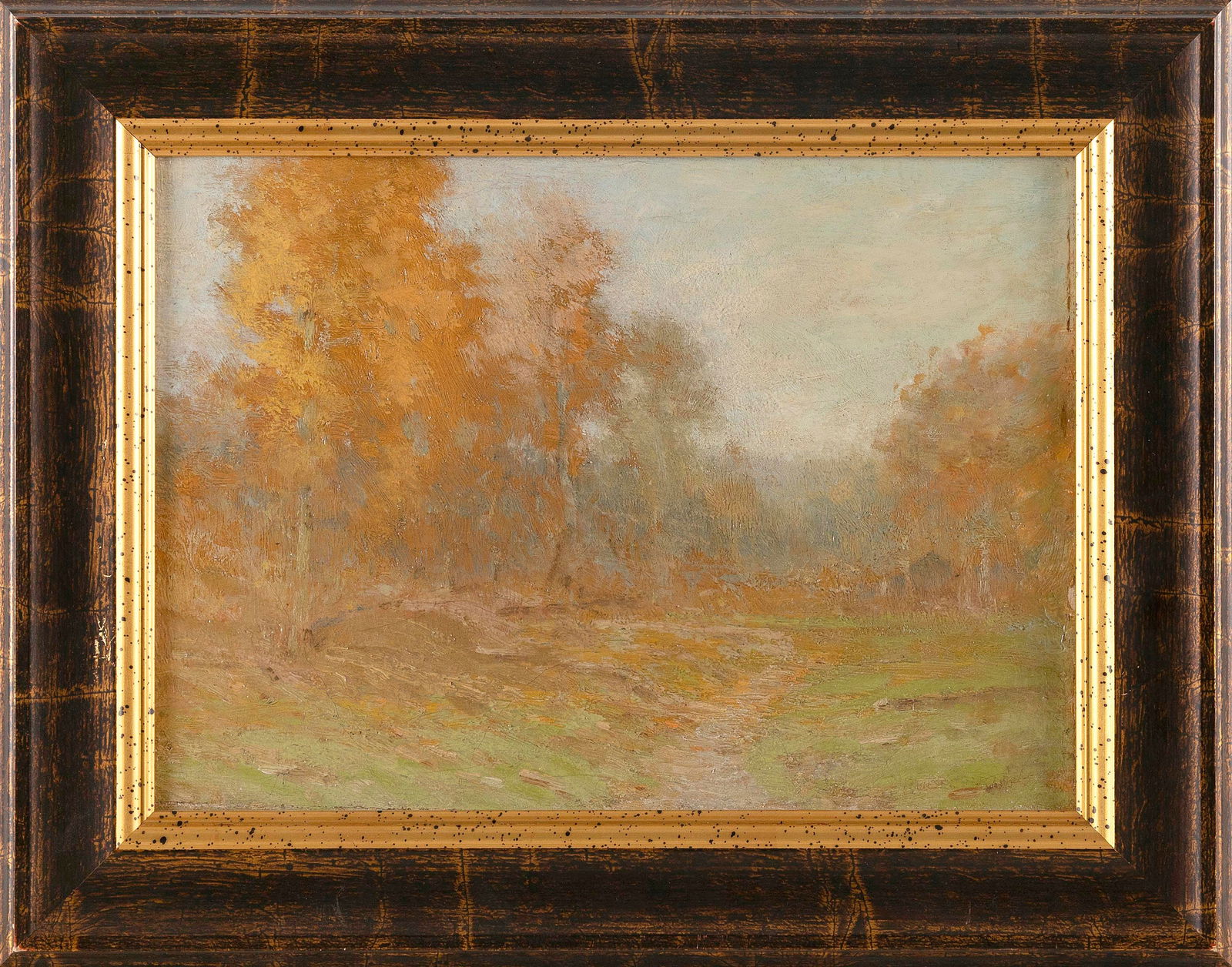 ATTRIBUTED TO BRUCE (ROBERT BRUCE) CRANE (Connecticut/New York, 1857-1937), Tonalist landscape., Oil: ATTRIBUTED TO BRUCE (ROBERT BRUCE) CRANEConnecticut/New York, 1857-1937Tonalist landscape. Possibly signed lower right.Oil on canvas, 10" x 14". Framed 14.5" x 18.5".