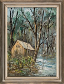 BELA DE TIREFORT (New York/Florida/Austria, 1894-1993), "Cabin in the Swamp"., Oil on canvas, 34" x