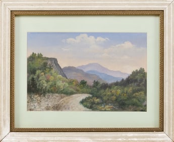 SETH WYMAN STEWARD (Maine/Connecticut, 1844-1927), Dirt road through a valley., Oil on board, 8" x