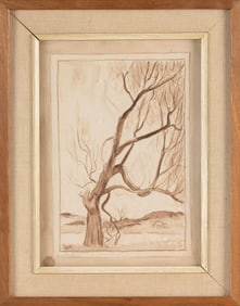 VERNON B. SMITH (Massachusetts, 1894-1969), Sketch of a bare tree and a distant cottage., Watercolor