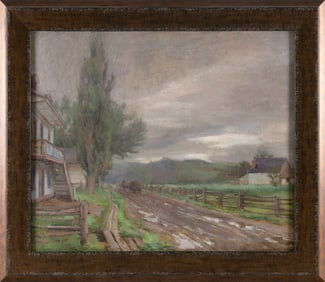 CLAIRE SHUTTLEWORTH (New York, 1867-1930), Rural landscape., Oil on board, 18" x 21.5". Framed 22.5"