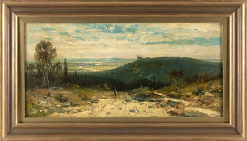 CHRISTOPHER HIGH SHEARER (Pennsylvania/Germany, 1846-1926), Expansive landscape with solitary