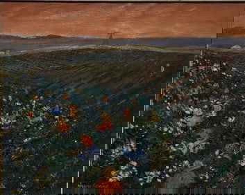 NAOMI DUCKMAN (FURTH) LORNE (New York, 1902-1964), Harvest scene., Oil on masonite, 20" x 24".