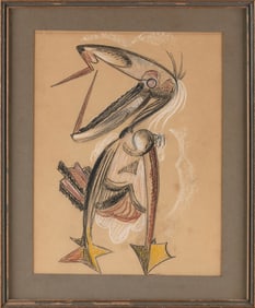 MANOLO PASCUAL (New York/Spain, 1902-1983), Study of a bird., Mixed media on paper, 14.5" x 11.5"