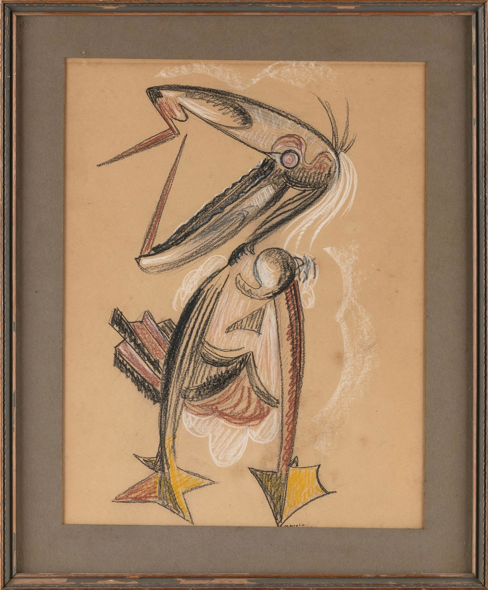 MANOLO PASCUAL (New York/Spain, 1902-1983), Study of a bird., Mixed media on paper, 14.5" x 11.5" (1 of 1)