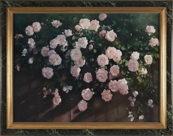 PAUL LONGNECKER (Massachusetts, 1920-2008), Floral still life., Oil on board, 30" x 40". Framed 36"