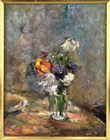 ANTHONY FAZIO (America, Contemporary), Still life of flowers in a glass., Oil on canvas, 18" x 13".