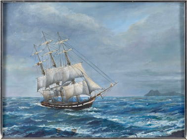 JIM LAURINO (Connecticut, Contemporary), "The Packet"., Oil on canvas, 18" x 24". Framed 18.5" x