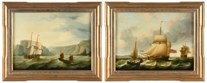 JEAN MICHEL LAURENT (France/America/South Korea, 1898-1988), Pair of seascapes., Oil on canvas,