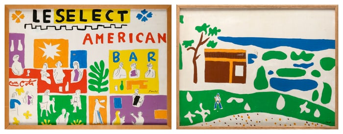 TARO YAMAMOTO (New York/Massachusetts, 1919-1994), Two works:, Oils on canvas, 18" x 24". Framed 19"