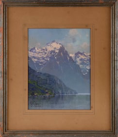 HEZEKIAH ANTHONY DYER (Rhode Island/Europe, 1872-1943), Lake Como., Watercolor on paper, 10.5" x 8"