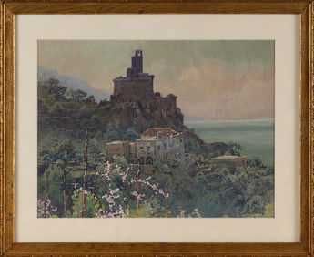 HEZEKIAH ANTHONY DYER (Rhode Island/Europe, 1872-1943), Continental landscape., Watercolor on paper,