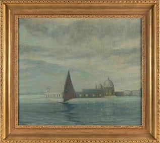 EARLE N. SCHERM (New York, 1899-1959), Venice at night., Oil on canvas, 24" x 28". Framed 30.5" x