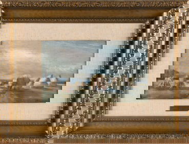 JOHN A. HAMMOND (Canada, 1843-1939), “Harvest", France, 1909., Oil on panel, 9” x