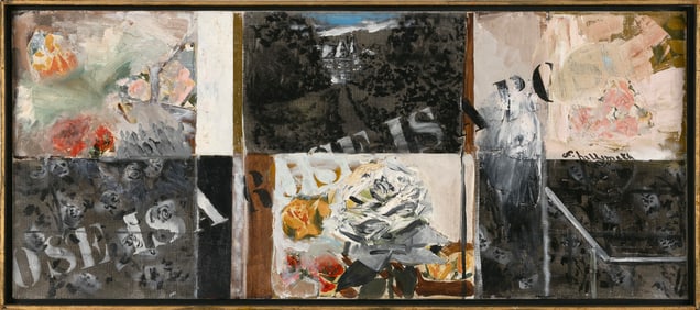 FANNIE HILLSMITH (New York/New Hampshire/Massachusetts, 1911-2007), "A Rose is"., Oil on canvas,