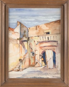 AMERICAN SCHOOL (20th Century,), Pueblos., Oil on board, 23" x 17". Framed 28" x 22".