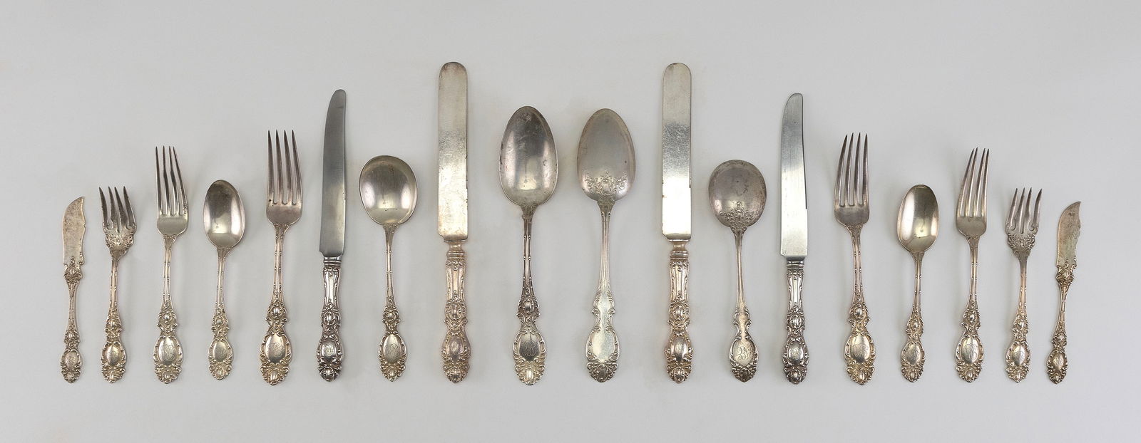 WALLACE "LUCERNE" STERLING SILVER FLATWARE SERVICE Connecticut, 1890s (1 of 2)