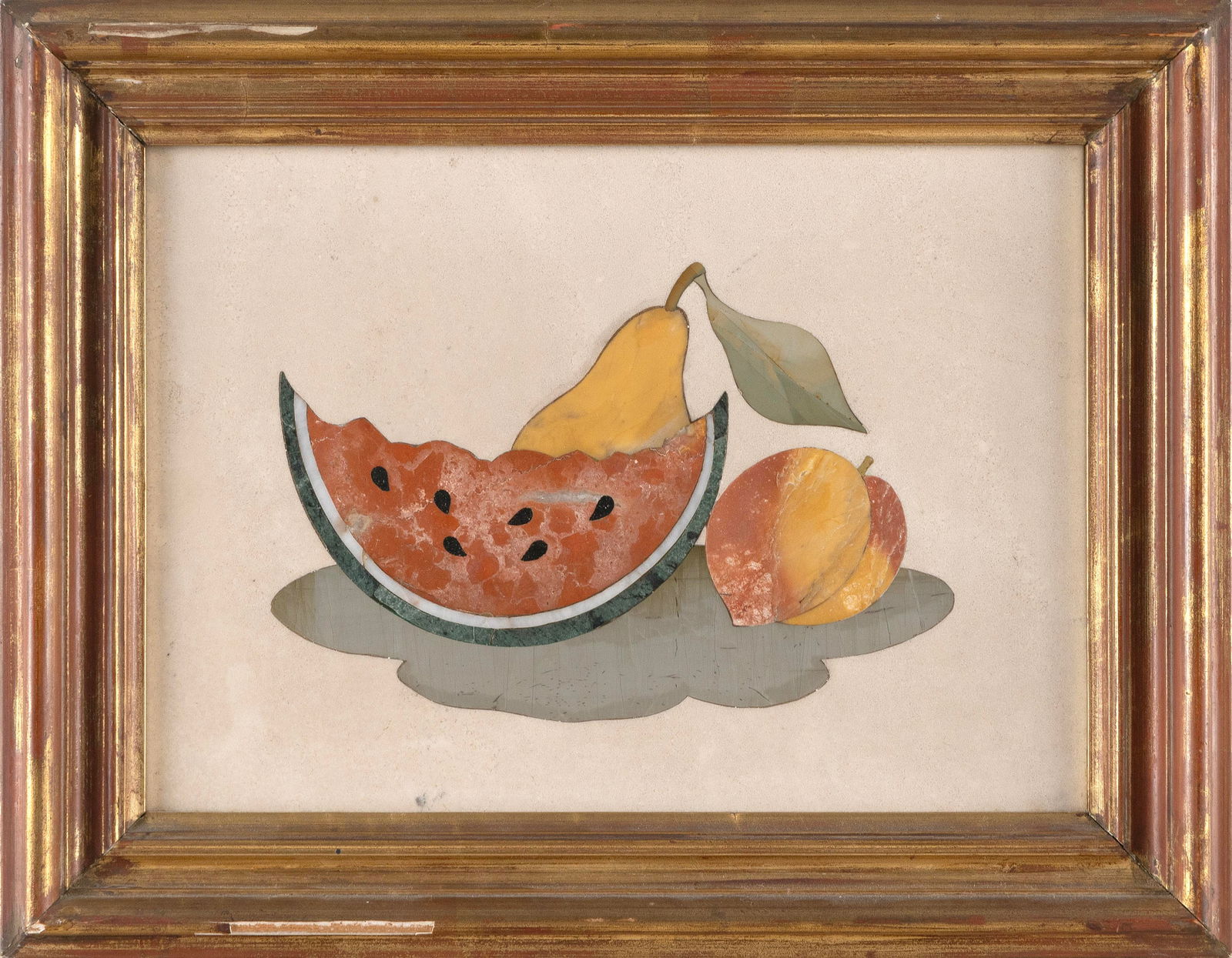 ITALIAN PIETRA DURA PANEL Early 20th Century Panel 7" x 9.5". Framed 9.75" x 12.5". (1 of 4)