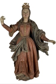 CARVED AND POLYCHROMED WOODEN SANTOS FIGURE 18th Century Height 38". Width 25". Depth 12".
