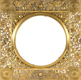 ORNATE BRASS MIRROR Late 19th/Early 20th Century Height 22.25". Width 22.25".