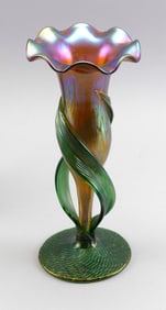 IRIDESCENT GLASS FLORIFORM VASE ATTRIBUTED TO LOETZ Austria, 20th Century Height 10.75".