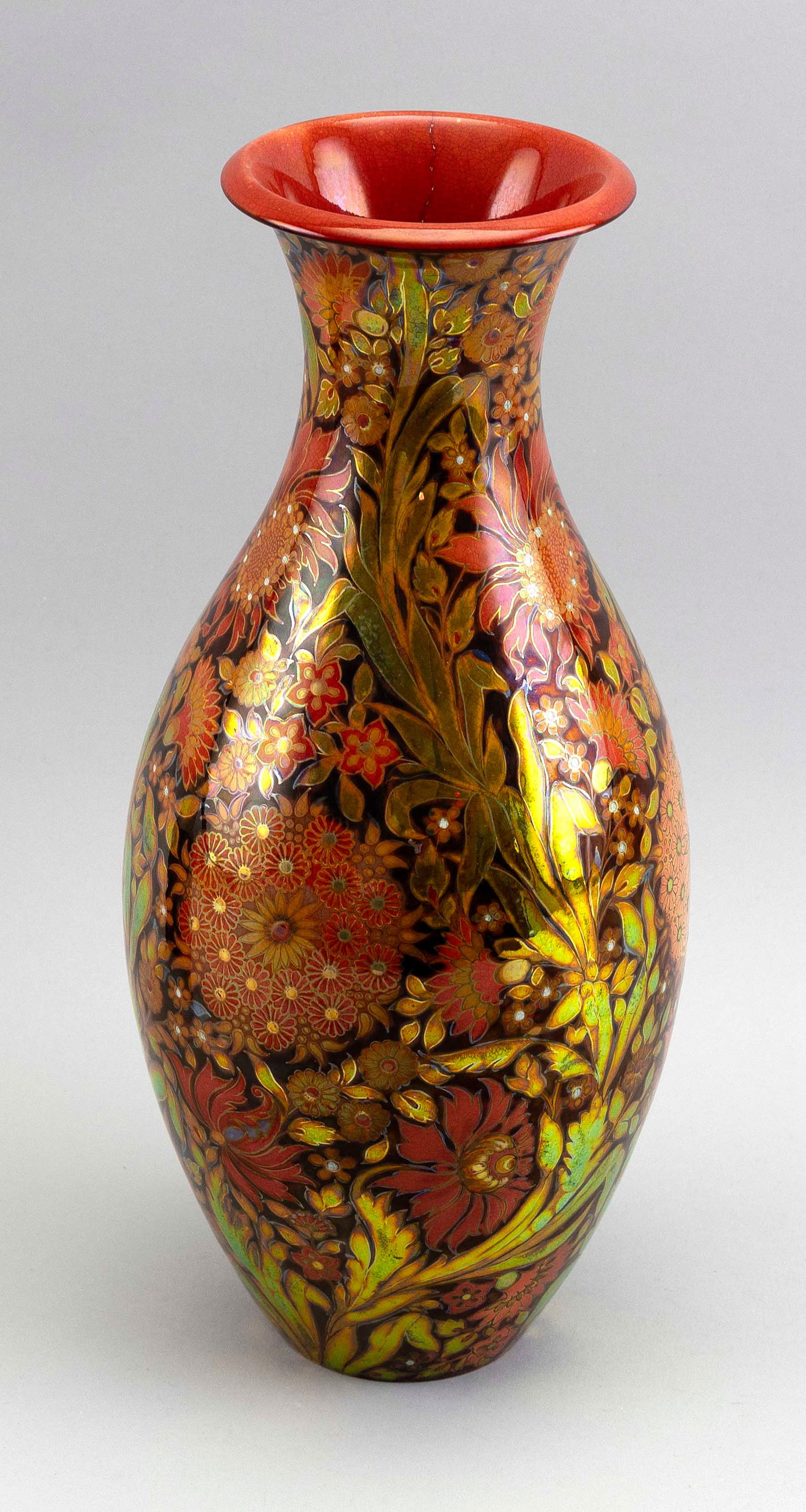 ZSOLNAY PECS PORCELAIN VASE Hungary, Late 19th/Early20th Century Height 13". Diameter at mouth 4". (1 of 3)