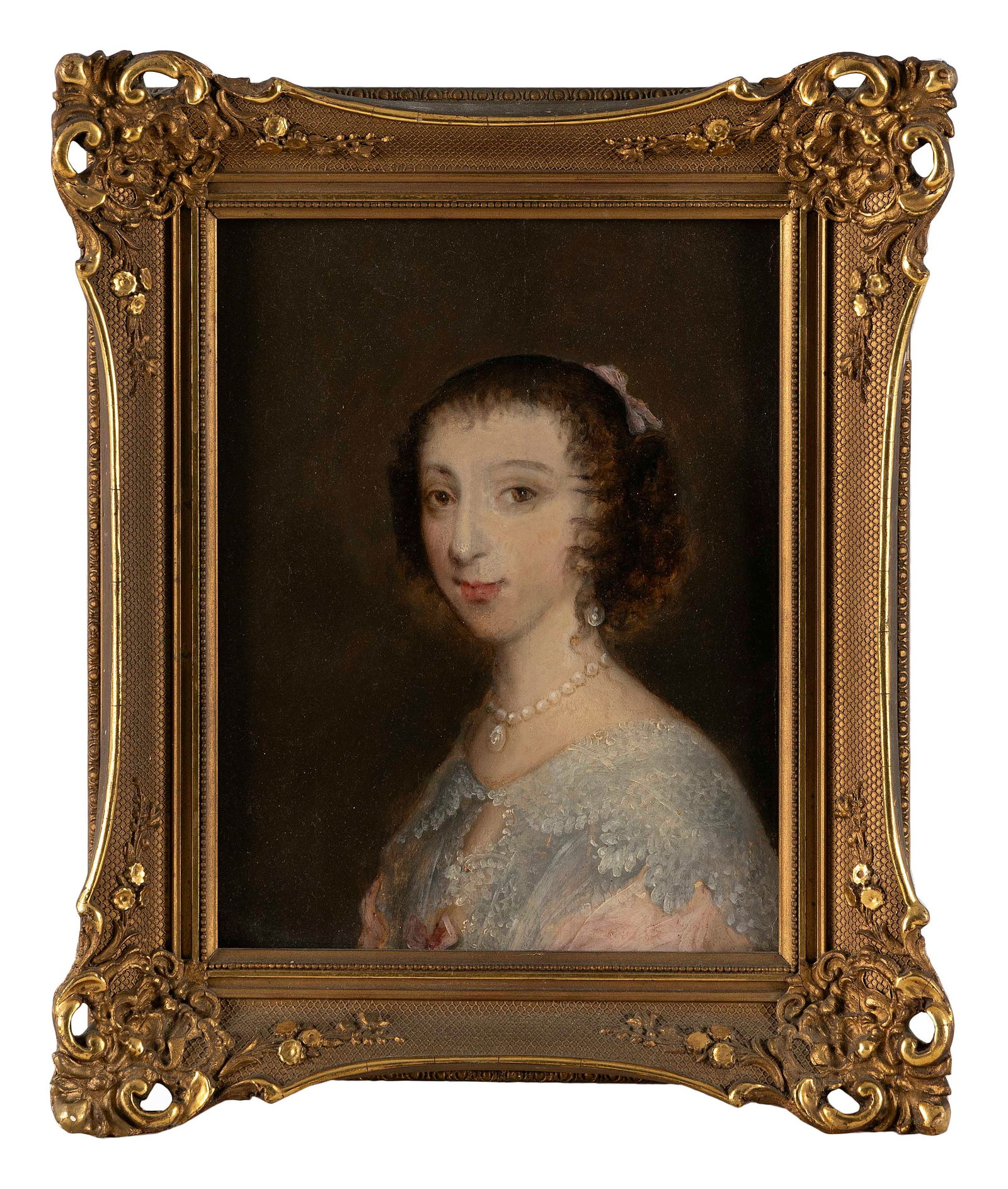 CONTINENTAL SCHOOL (18th Century,), Portrait of a young woman., Oil on panel, 11.5" x 9". Framed 16" (1 of 2)