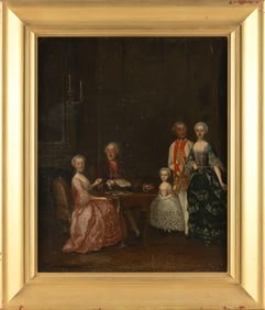 CONTINENTAL SCHOOL (18th Century,), Interior genre scene of a well-appointed family gathered at a