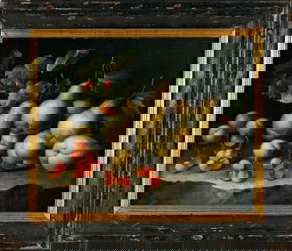 CONTINENTAL SCHOOL (19th Century or Earlier,), Still life of pears, cherries and other fruits., Oil