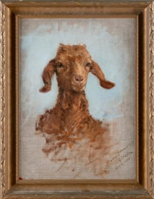 VINCENZO CAPRILE (Italy, 1856-1936), Portrait of a goat., Oil on canvas, 14" x 10". Framed 17" x
