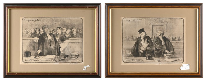 HONORE VICTORIN DAUMIER (France, 1808-1879), Two cartoons: "Les gens de justice: Apres l'audience"